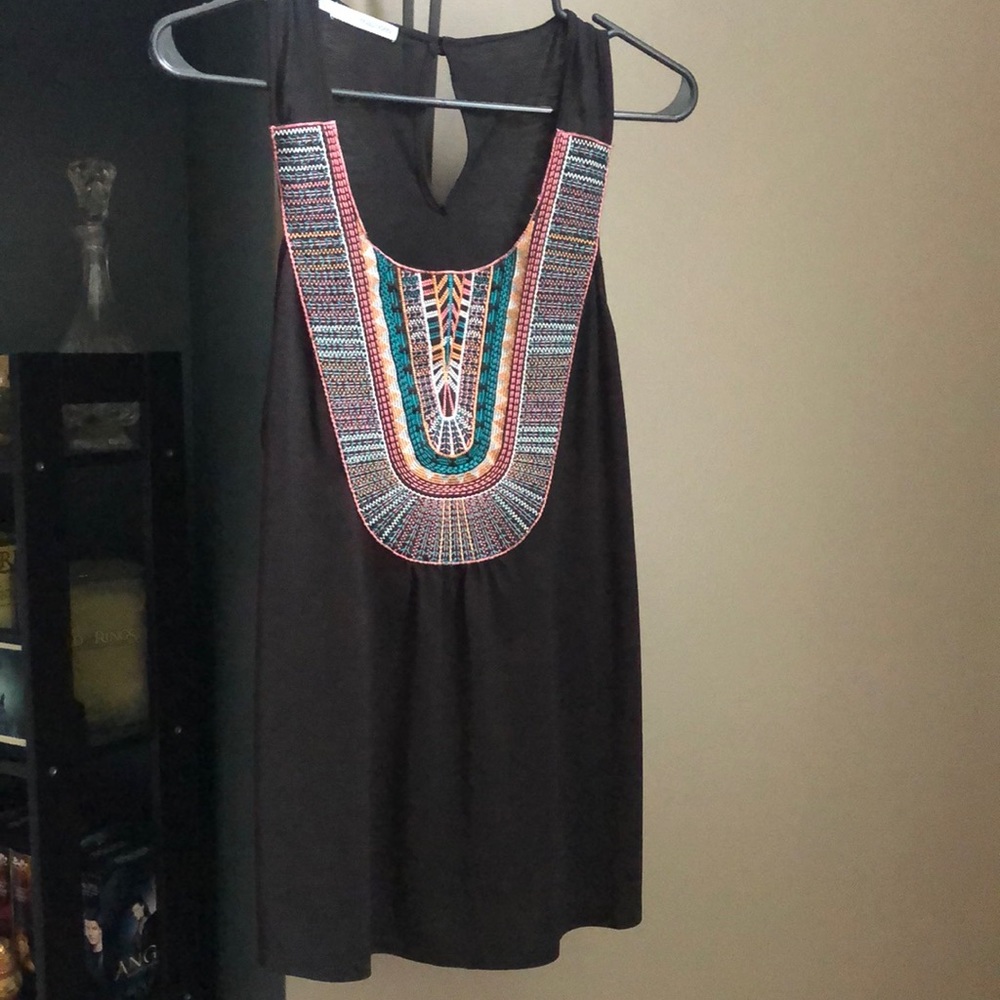 Maurice’s Embroidered Black Racerback Tank